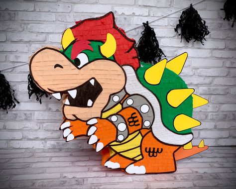 Made by valley sweets piñata co. (Find us on Instagram) Bowser Pinata, Super Mario Pinata, Mario Kart Party, Mario Birthday Cake, Super Mario Bros Birthday Party, Mario And Princess Peach, Mario Bros Birthday, Mario Bros Party, Piñata Ideas