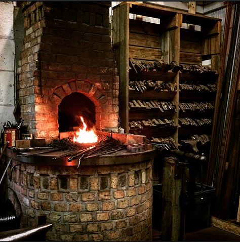 Handmade by a 25-year-old master craftsman, these axes, knives, and hammers are remarkably functional artwork. Blacksmith Workshop, Diy Forge, Coal Forge, Fire Tools, Forging Tools, Man Cave Building, Blacksmith Forge, Functional Artwork, Blacksmith Tools