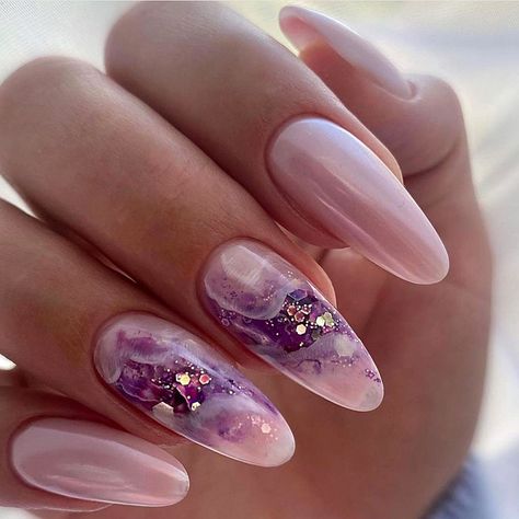 Milky Nails, Wow Nails, Pretty Nail Art Designs, Classy Nails, Fancy Nails, Chic Nails, Nail Arts, Purple Nails, Nails Ideas