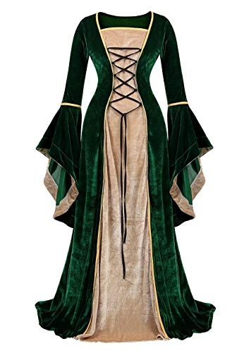 Renaissance Costume Women Medieval Velvet Dress Irish Vintage Victorian Faire Witch Costumes Party Halloween Josamogre #halloween #halloweenoutfits #halloweenmasks #halloweenfun #halloweenphotos Irish Dress, Vampire Dress, Vestidos Retro, Queen Dresses, Velvet Dress Long, Fancy Gowns, Medieval Dress, Dress Halloween Costume, Vestidos Vintage