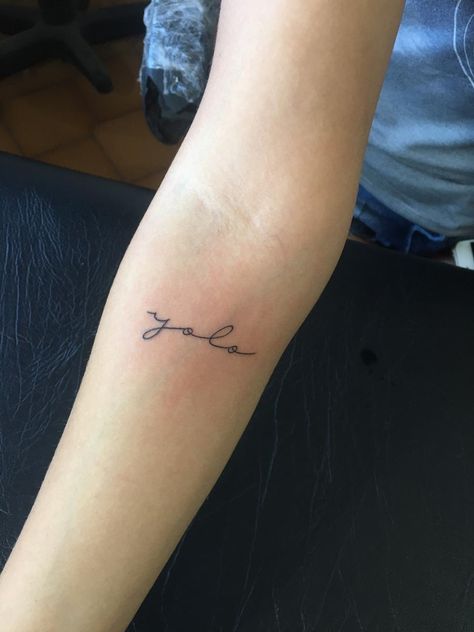 Yolo #yolo #tattoofeminina Small Yolo Tattoo, Cute Yolo Tattoo, Yolo Tattoos Ideas, Yolo Tattoo Design, Yolo Tattoos For Women, Tattoo Ideas Printable, Tattoos For Teens, Yolo Tattoos, One Of A Kind Tattoo