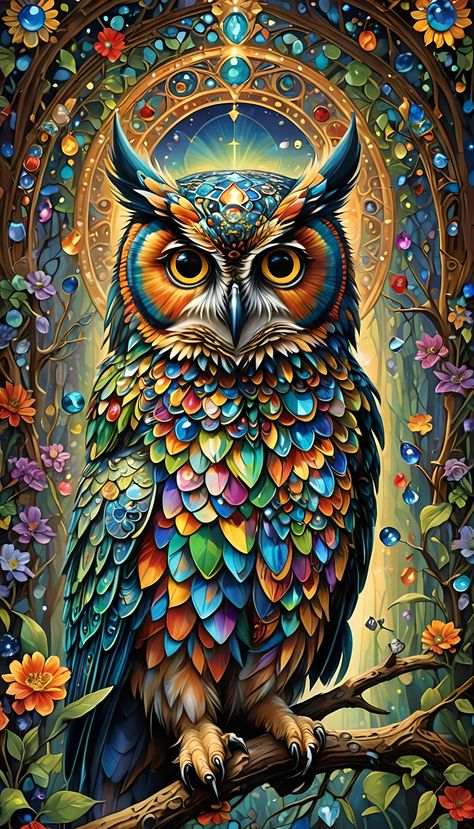 Explore AI Generated Art - NightCafe Creator Colorful Owl Art, Diamond Art Painting Kits, Interesting Crafts, Colorful Owl, Owl Artwork, Owl Wallpaper, Psychadelic Art, Gem Art, Beautiful Abstract Art