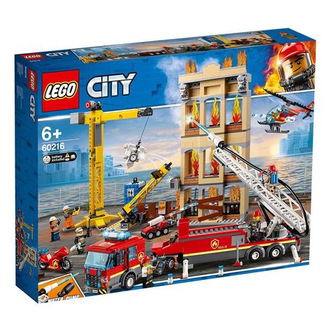 Lego City Fire, Fire Ladder, Lego Fire, Lego City Police, Lights And Sirens, Firefighter Gear, City Downtown, Lego System, Construction Area