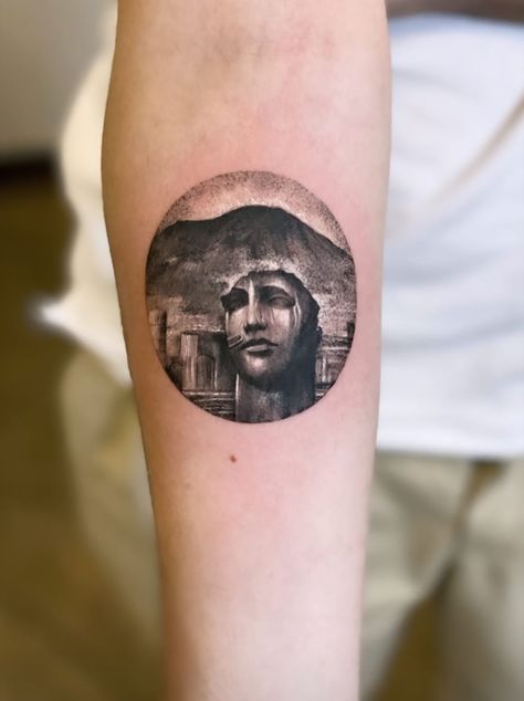 Sculpture by Igor Mitoraj ,behind a view of Pompeii and the mountain Vesuvius Pompeii Tattoo, Igor Mitoraj, Pompeii, Tattoo Inspo, A Tattoo, Print Tattoos, Paw Print Tattoo, The Mountain, Paw Print