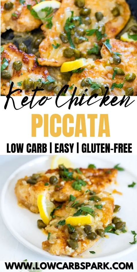 Easy Chicken Piccata - Keto Low Carb Lemon Chicken Recipe Low Carb Lemon Chicken, Keto Chicken Piccata, Easy Chicken Piccata, Lemon Chicken Piccata, Low Fat Low Carb, Low Carb Low Fat Recipes, Lemon Chicken Recipe, Low Carb Chicken Recipes, Boiled Egg Diet Plan