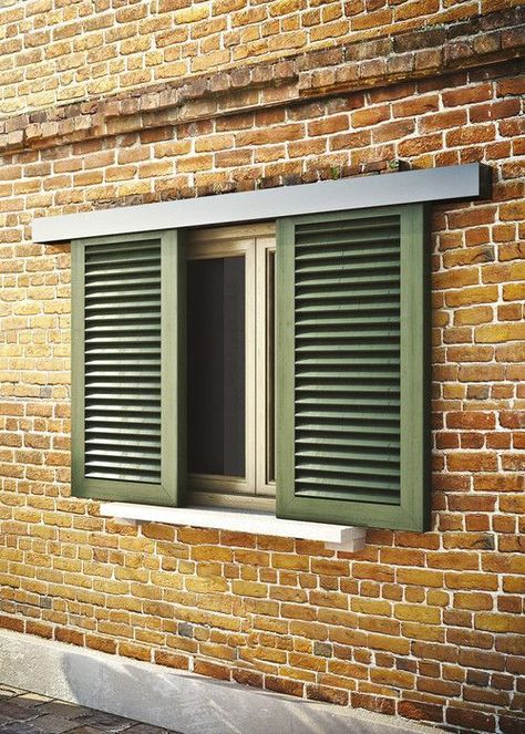 Sliding shutters 🙂 External Shutters Window, External Shutters, External Windows, Sliding Door Shutters, Shutter Windows, Window Shutters Exterior, Outdoor Shutters, Windows Shutters, Mid Century Modern Exterior