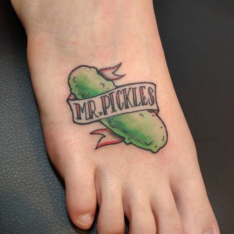 Pickle Tattoo Ideas, Pickles Tattoo, Pickle Tattoo, Mr Pickles, Tattoo Meaning, Tattoo Sleeve, Simplistic Tattoos, Tattoos Ideas, Traditional Tattoo