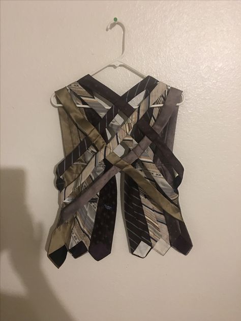 Back of upcycled necktie vest Shirt Made Of Ties, Tie Upcycle Ideas, Diy Waistcoat, Top Made Of Ties, Old Ties Projects Ideas, Diy Tie Top, Upcycle Vest, Vest Made From Ties, Upcycle Ties