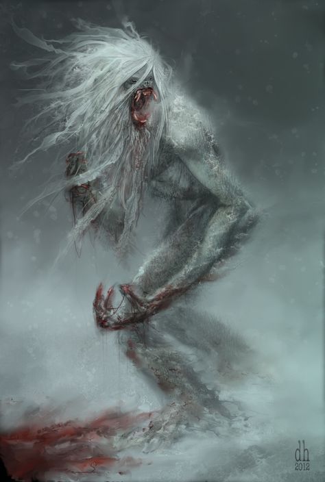 Yeti by Orion35.deviantart.com on @deviantART Monsters Rpg, Dark Creatures, Creature Artwork, Cool Monsters, Fantasy Beasts, Monster Concept Art, Creatures Of The Night, Fantasy Monster, Creepy Art