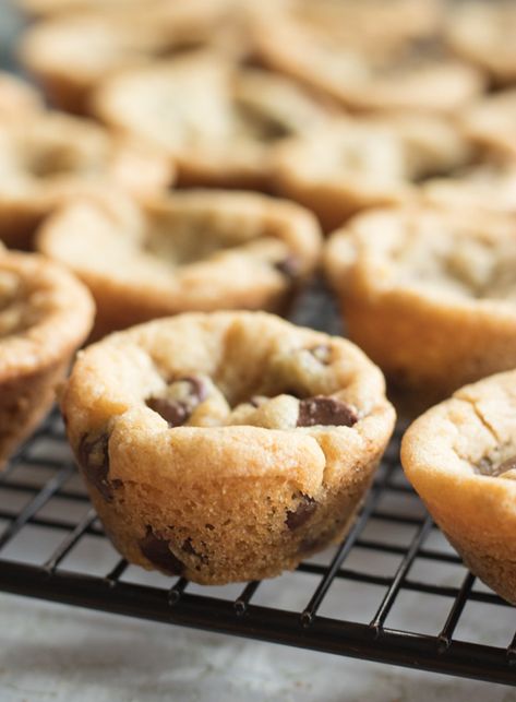 Chocolate Chip Cookie Bites | The Cook's Treat Chocolate Chip Cookie Cups, Brown Butter Chocolate Chip Cookies, Chewy Cookies, Browned Butter, Chewy Chocolate Chip, Chewy Chocolate Chip Cookies, Cookie Cups, Butter Chocolate, Chewy Cookie