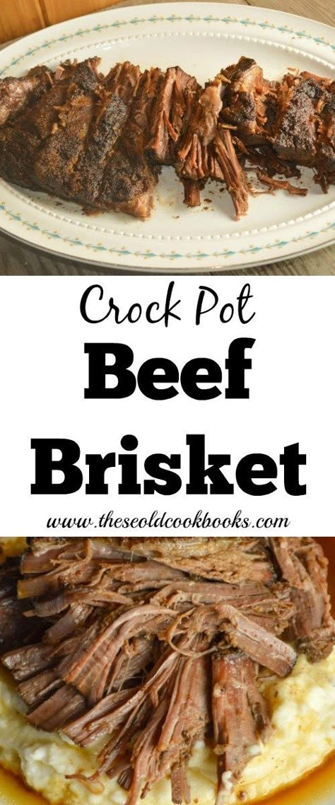 Crock Pot Beef Brisket Recipe is the perfect holiday entree Beef Brisket Recipes Crockpot, Crock Pot Beef Brisket, Beef Brisket Crock Pot, Brisket Recipes Crockpot, Corned Beef Recipes Crock Pot, Brisket Crock Pot, Holiday Entrees, Slow Cooker Brisket, Beef Food Recipes