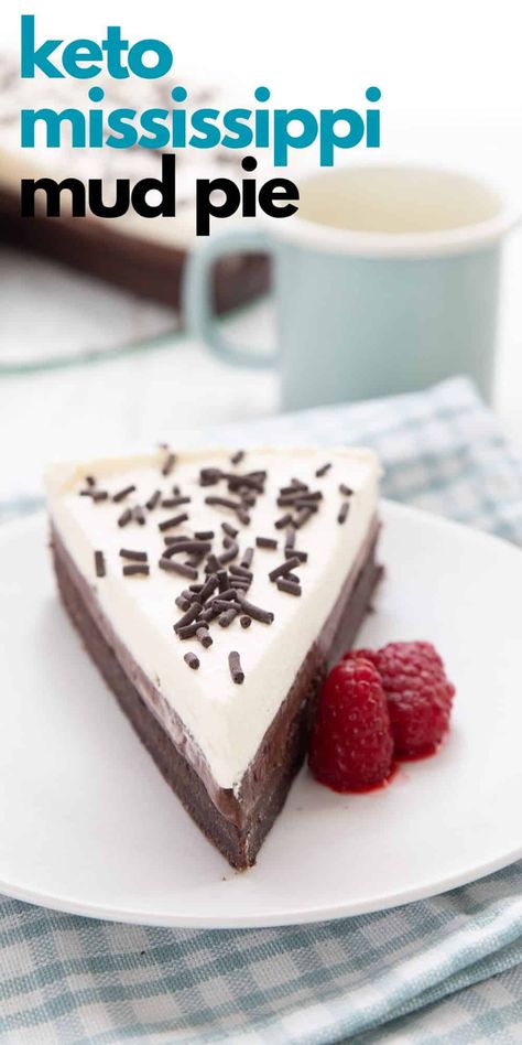 Hard to believe that this decadent Mississippi mud pie is keto-friendly and nut-free. It's an astonishing feat of sugar-free engineering and you have to give it a try! Mississippi Mud Pie, Keto Fast Food, Atkins Recipes, Chocolate Crust, Keto Cake, Layered Desserts, Keto Cheesecake, Low Carb Chocolate, Sugar Free Chocolate