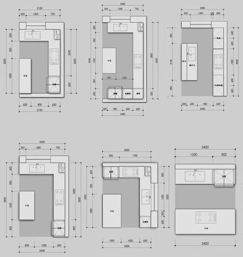 Kitchen Dimensions Standard, Kitchen Plans Layout, Kitchen With Island Layout, Floor Plan With Dimensions, Open Kitchen Layouts, Kitchen Floor Plan, Interior Design Principles, Kitchen Measurements, Architecture Drawing Plan