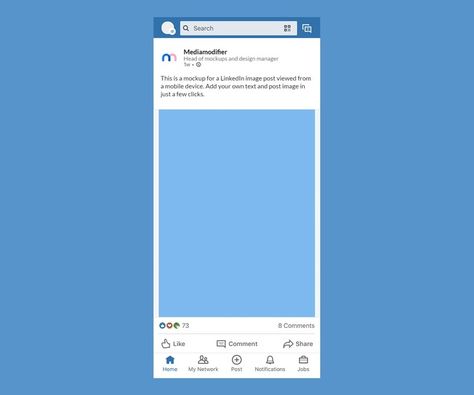 Even LinkedIn can't escape the flood of traffic coming from mobile devices, so they built a nice app! Use this mockup template for previewing how your content w Linkedin Template Design, Linkedin Post Template, Facebook Post Mockup, Linkedin App, Facebook Cover Photo Template, Linkedin Advertising, Twitter Template, Linkedin Post, Social Media Mockup
