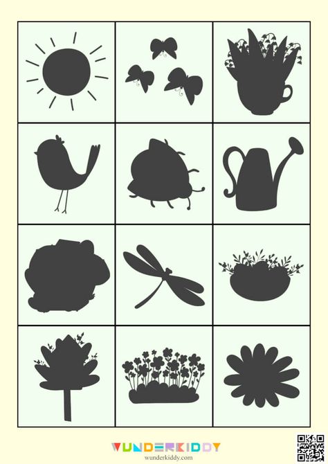 Printable Shadow Matching Seasons Worksheet for Toddler Worksheet For Toddler, Seasons Worksheets, Shadow Matching, Preschool Colors, Spring Printables, Visual Perception, Preschool Activity, Toddler Learning Activities, Nature Kids