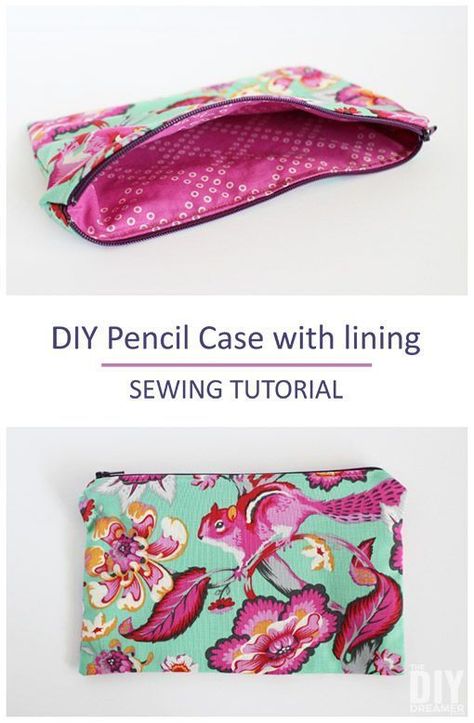 DIY Pencil Case with lining! Help your child be excited with back to school by sewing a pencil case using fabric they chose. Great sewing tutorial for beginners. Pencil Case Sewing, Pencil Case Pattern, Diy Pencil Case, Trendy Sewing Projects, Zipper Pencil Case, Trendy Sewing Patterns, Diy Pencil, Leather Pencil Case, Sewing Crafts Tutorials