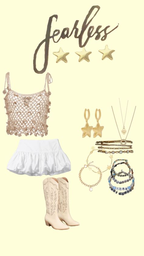 Taylor Swift| Fearless | Eras Tour Outfit ✨⭐️💛 Taylor Swift Fearless Eras Tour, Taylor Fits, Fearless Eras Tour, Disco Party Outfit, Fearless Taylor Swift, Eras Outfits, Fearless Era, Taylor Swift Inspired, Eras Tour Outfit