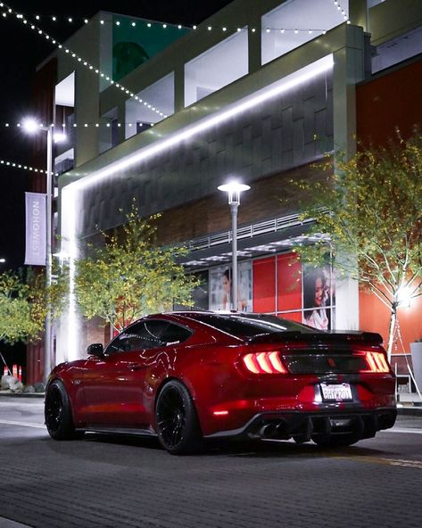 Mustang Gt S550, Mustang Astetic, Red Mustang Aesthetic, Mustang At Night, Mustang Night, S550 Mustang Gt, Mustang Aesthetic, Mustang Gt Red, Red Ford Mustang