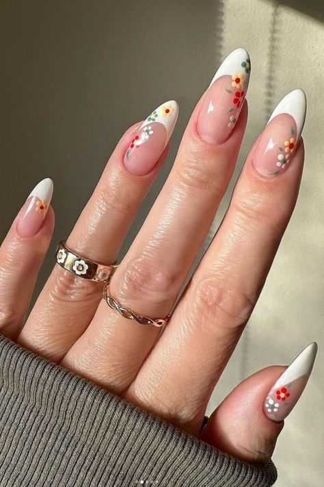 Floral Nail Designs, Summery Nails, Flower Nail Designs, Her Nails, Almond Nails Designs, Makijaż Smokey Eye, Nails Polish, Pink Nail, Deep Quotes