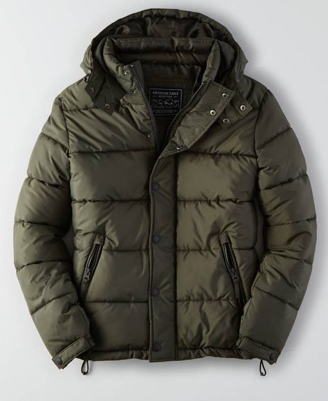 AEO Puffer Jacket (Coat), Men's, Olive Green Green Puffer Jacket Outfit Men, Olive Green Puffer Jacket Outfit, Green Puffer Jacket Outfit, Puffy Jacket Outfit, Captain America Leather Jacket, Puffer Jacket Outfit Men, Jacket Outfit Men, Best Puffer Jacket, Mens Outdoor Fashion