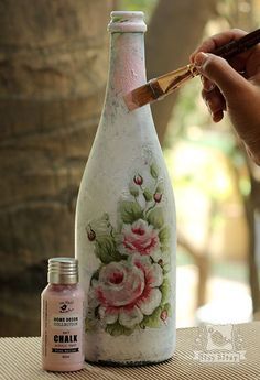 Pin on Helpful hints Decoupage Jars, Decoupage Decor, Decoupage Glass, Glass Bottle Diy, Decoupage Diy, Diy Glass Bottle Crafts, Wine Glass Art, Glass Bottles Art, Wine Bottle Art