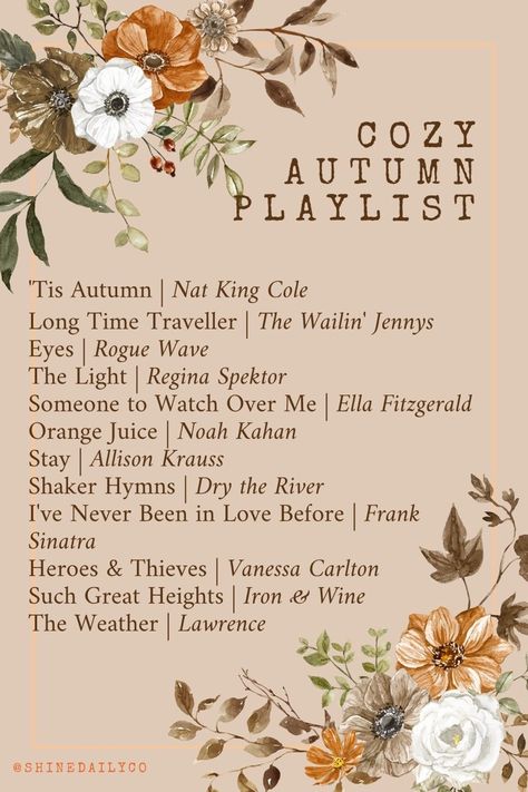 The Best Cozy Autumn Playlist | Shine Daily Autumn Songs, Autumn Playlist, Cottagecore Autumn, Fall Playlist, Fall Mood Board, Fall Music, Fall Stuff, Autumn Ideas, Fall Things