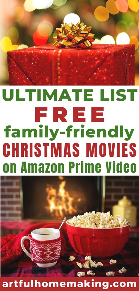 Ultimate list of free family-friendly Christmas movies and shows on Amazon Prime. This list of over 40 clean Christmas movies and shows will help your family enjoy Christmas movie night on a budget! #christmas #christmasmovies #christmasmovienight #christmastraditions #savemoney Christian Christmas Movies, Free Christmas Movies, Movies On Amazon Prime, Popular Christmas Songs, Budget Christmas, Family Christmas Movies, Amazon Prime Shows, Christmas Movie Night, Best Christmas Movies