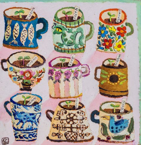 Vanessa Cooper, Flowers And Animals, Tea Cup Art, Describe Her, Hand Painted Frames, Illustrator Inspiration, Happy Pictures, Cup Art, Royal College Of Art