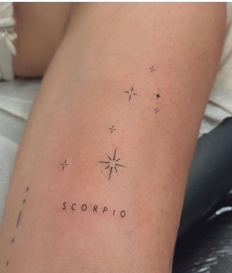 Scorpio Fine Line Tattoo, Scorpio Star Tattoo, Scorpio Constellation Tattoo Minimalist, Scorpio Hand Tattoo, Scorpio Star Constellation Tattoo, Constellation Scorpion, Scorpio Constellation Tattoo, Scorpio Star Constellation, Star Constellation Tattoo