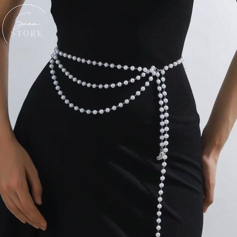 SoraStoree - Etsy Dresses Business, Body Necklace Chain, Body Necklace, Hourglass Dress, Edgy Jewelry, Bracelet Craft Diy, Art And Craft Videos, Pearl Dress, Pearl Bag