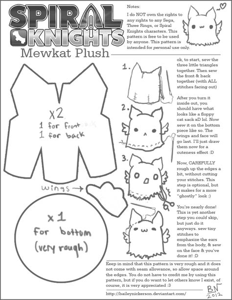 Spiral Knights, Template Character, Plushies Diy, Felt Plushie, Sewing Templates, Cute Sewing Projects, Animal Sewing Patterns, Plushie Patterns, Sewing Stuffed Animals