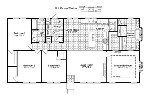 The Urban Homestead II FT32644C manufactured home floor plan or modular floor plans Manufactured Homes Floor Plans, Modular Floor Plans, Modular Home Plans, Palm Harbor Homes, 3 Bedroom Floor Plan, Urban Homestead, Modular Home Floor Plans, Open Living Area, Floor Plan 4 Bedroom