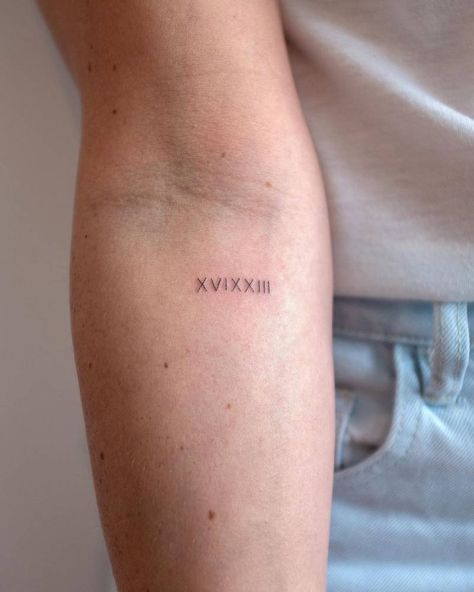 Roman numeral on the inner forearm. Roman Numbers Tattoo, Wörter Tattoos, Outer Forearm Tattoo, Roman Numeral Tattoos, Inner Forearm Tattoo, Small Forearm Tattoos, Inner Forearm, 4 Tattoo, Forearm Tattoo Women