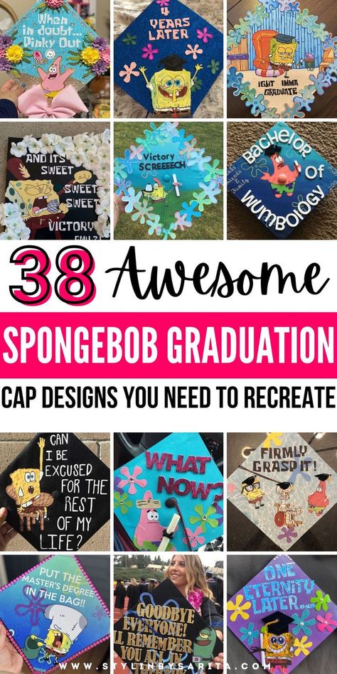 spongebob graduation cap ideas Spongebob Graduation Cap Designs, Graduation Cap Ideas Masters Degree, Plant Graduation Cap, Inside Out Graduation Cap, Graduation Spongebob, Graduation Caps Ideas, Funny Grad Cap Ideas, Spongebob Graduation, Spongebob Graduation Cap