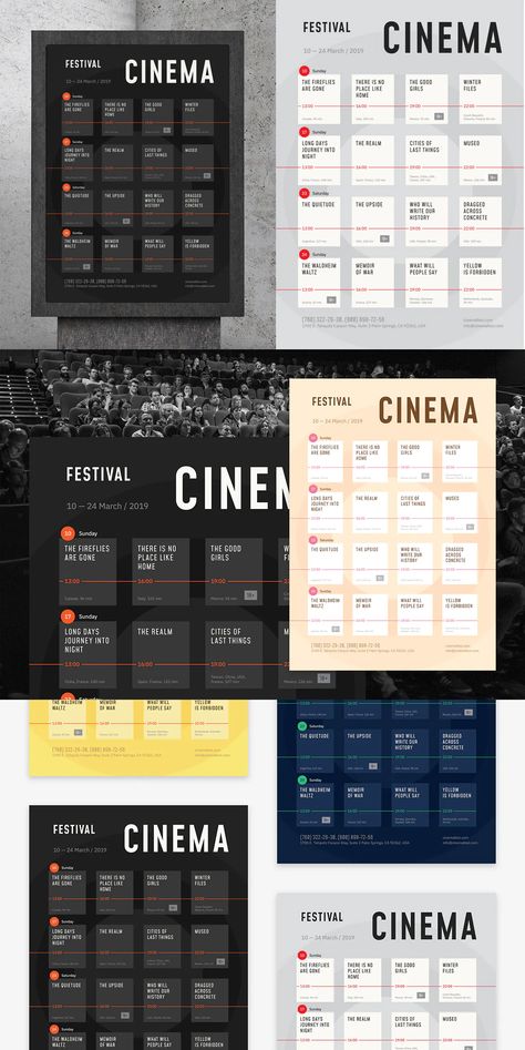 Film Festival Schedule Poster Template AI, EPS Festival Schedule, Schedule Poster, Festival Cinema, Day Schedule, Stationary Design, Poster Templates, Schedule Template, Girl House, Templates Downloads