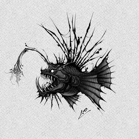 Gulper Eel, Angler Fish Tattoo, Kraken Tattoo, Creature Marine, Sea Tattoo, Ocean Tattoos, Deep Sea Creatures, Shark Tattoos, Horror Tattoo