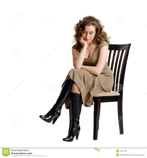 A Sad Young Woman Sitting On A Chair - Download From Over 50 Million High Quality Stock Photos, Images, Vectors. Sign up for FREE today. Image: 13557487 Pose Ideas Sitting Chair, Couple Sitting Poses Reference, Person Sitting On A Chair, Pose Ideas Sitting, Sitting Poses Reference, Thinking Pose, Sitting Pose Reference, Chair Drawing, Sitting Chair