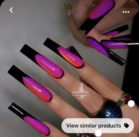 Ny Nails, Drip Nails, Her Nails, Exotic Nails, Acrylic Nails Coffin Pink, Long Square Acrylic Nails, Black Nail, Pink Acrylic Nails, Neon Nails