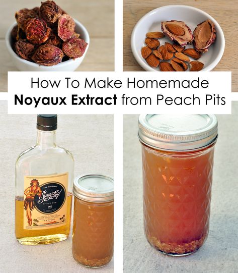 Save your pits! Tasty homemade noyaux extract made from the kernel in peach pits and spiced rum. It has an almond flavor and is absolutely delicious in baked goods. You can use it in place of either almond or vanilla extract. #homemade #slowfood Peach Pit Magic, Peach Pit Tincture, How To Make Vinegar, Peach Recipes, Silicone Baking Sheet, Peach Pit, Almond Extract, Garden Food, Jam And Jelly