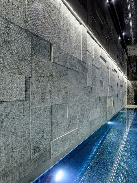 Granite House, Compound Wall Design, Pool Wall, Indoor Pool Design, Water Feature Wall, Garden Water Feature, Indoor Swimming Pool, Pool Water Features, Rooftop Terrace Design