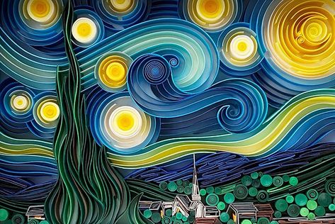 Van Gogh Wallpaper, Arte Quilling, Starry Night Art, Paper Art Design, Quilled Creations, Architecture Concept Diagram, Quilling Craft, Quilling Paper Craft, Paper Quilling Designs