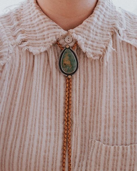 I promise I’ll have more than bolo ties to share soon, but for now I’ve got just the most gorgeous piece of turquoise for this simple stunner bolo to share ✨ Available now at @biome.slowcraft • • • • #opthandmade #statementjewelry #bolotie #turquoisejewelry #jewelrydesign #metalsmithing #womenwhomake #handcraftedjewelry #silverjewelry #chicagoartist #chicagojewelry #slowfashionstyle #femalecreatives #oneofakindjewelry #buyhandmade #riojeweler Bolo Tie Outfits For Women, Bolotie Necklace Outfit, Bolo Tie Aesthetic, Bolo Tie Outfit Women, Bolo Tie Outfit, Bolo Tie Women Outfit, Tie Outfits For Women, Tie Women Outfit, Bolo Tie Women