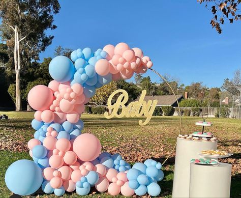 Baby Shower Balloon Garland, Pink And Blue Gender Reveal, Blue Baby Shower Decorations, Blue Gender Reveal, Gender Reveal Baby Shower Themes, Gender Reveal Party Theme, Gender Reveal Themes, Balloon Arch Kit, Gender Reveal Gifts