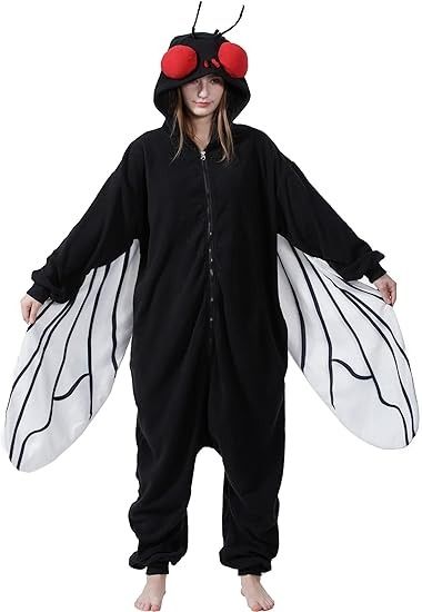 Amazon.com: NAMHTOM Adult Black Fly Costume Onesie Fly Bug Pajamas Halloween Costumes Anime Cosplay pajamas for Men Women : Clothing, Shoes & Jewelry Fly Costume Women, Bug Costumes, Realistic Wings, Fly Costume, Insect Costume, Best Friend Halloween, Iconic Duos, Black Fly, Best Friend Halloween Costumes