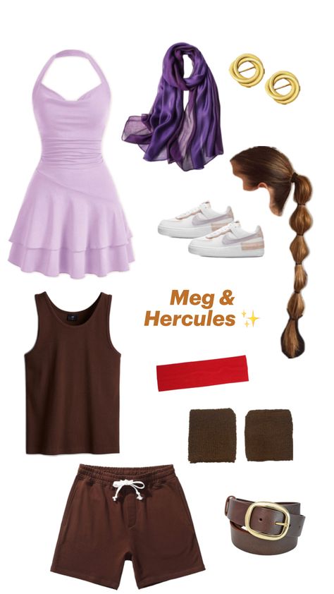 Hercules And Meg Costume, Meg Costume Hercules, Meg And Hercules, Meg Costume, Hercules And Meg, Hercules Costume, Duo Costumes, Couple Costume, Pretty Halloween Costumes