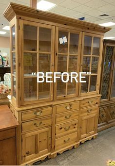 How To Lighten And Update Stained Furniture China Cabinet Into Wardrobe, China Cabinet Separated, China Cabinet Before And After, Chiffarobe Repurposed, China Hutch Repurposed Kitchen Cabinets, Buffet Hutch Makeover, China Hutch Redo, Refinished China Cabinet, Large China Cabinet