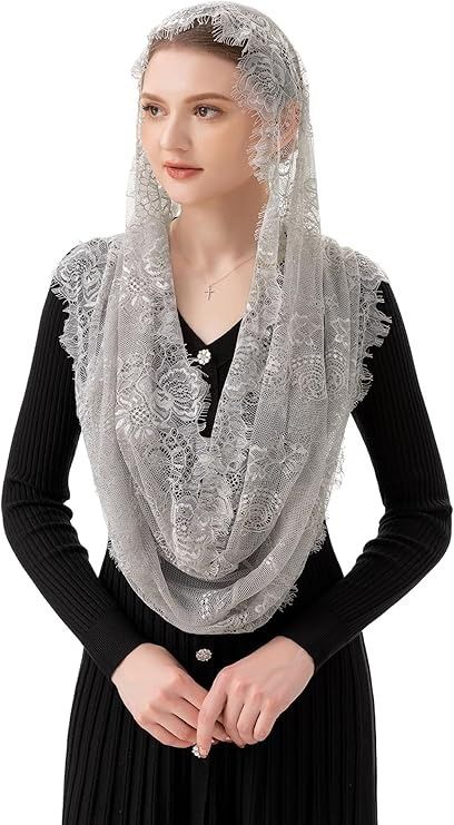 PAMOR Spanish Style Lace Traditional Vintage Inspired Infinity Shape Mantilla Veil Latin Mass Head Covering (Black) at Amazon Women’s Clothing store Mantilla Veil, Latin Mass, Bridal Veils, Spanish Style, Bridal Veil, Head Covering, Amazon Women, Veil, Clothing Store