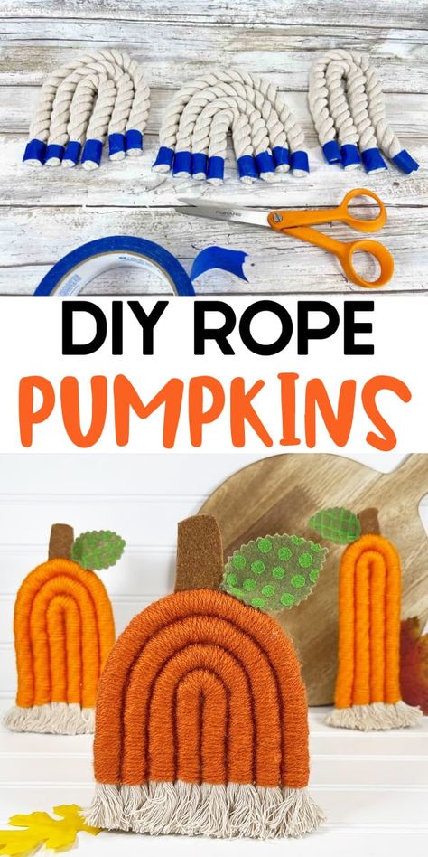 October Craft Ideas For Adults, October Craft Ideas, Rope Pumpkins, Chinese Jump Rope, Diy Projects For Adults, Thanksgiving Planning, Thanksgiving Snacks, Centerpiece Home, October Crafts