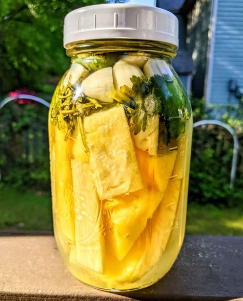 Pickled Pineapple, Homemade Ginger Beer, Ginger Beer Recipe, Pickled Fruit, Lime Pickles, Ripe Pineapple, Pickled Eggs, Pineapple Recipes, One Note