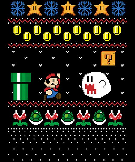 8 Bit Christmas, Nerdy Christmas, Day Of The Shirt, Mario Art, Pixel Pattern, Cute Cross Stitch, Xmas Sweater, Christmas Gif, Vintage Games